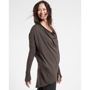Athleta Women's Hooded Purana Long Sleeve Wrap Sweatshirt Decadent Chocolate XL